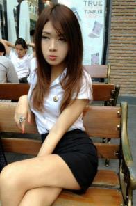 Sexy Thai university schoolgirl students in uniform